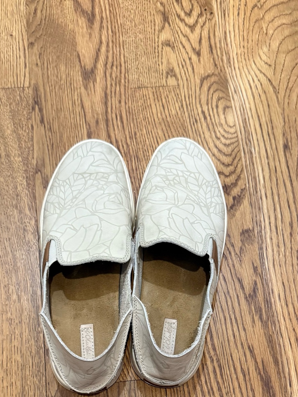 OluKai Women's Slip-On Sneakers in Light Beige Floral
